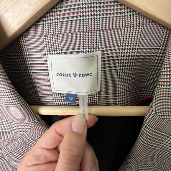 Court & Rowe Warwick Double-Breasted Houndstooth Plaid Blazer Sz 12 Gray Career - Picture 10 of 13